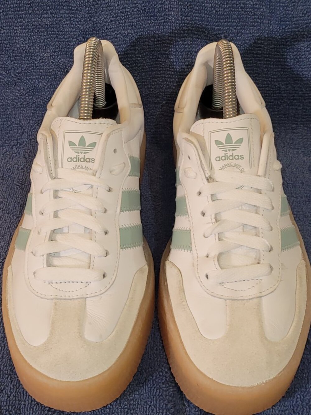Adidas Sambae Samba Womens Size 7.5 White Light Blue Tan Sneakers JP5609 (#1655) - Picture 4 of 16